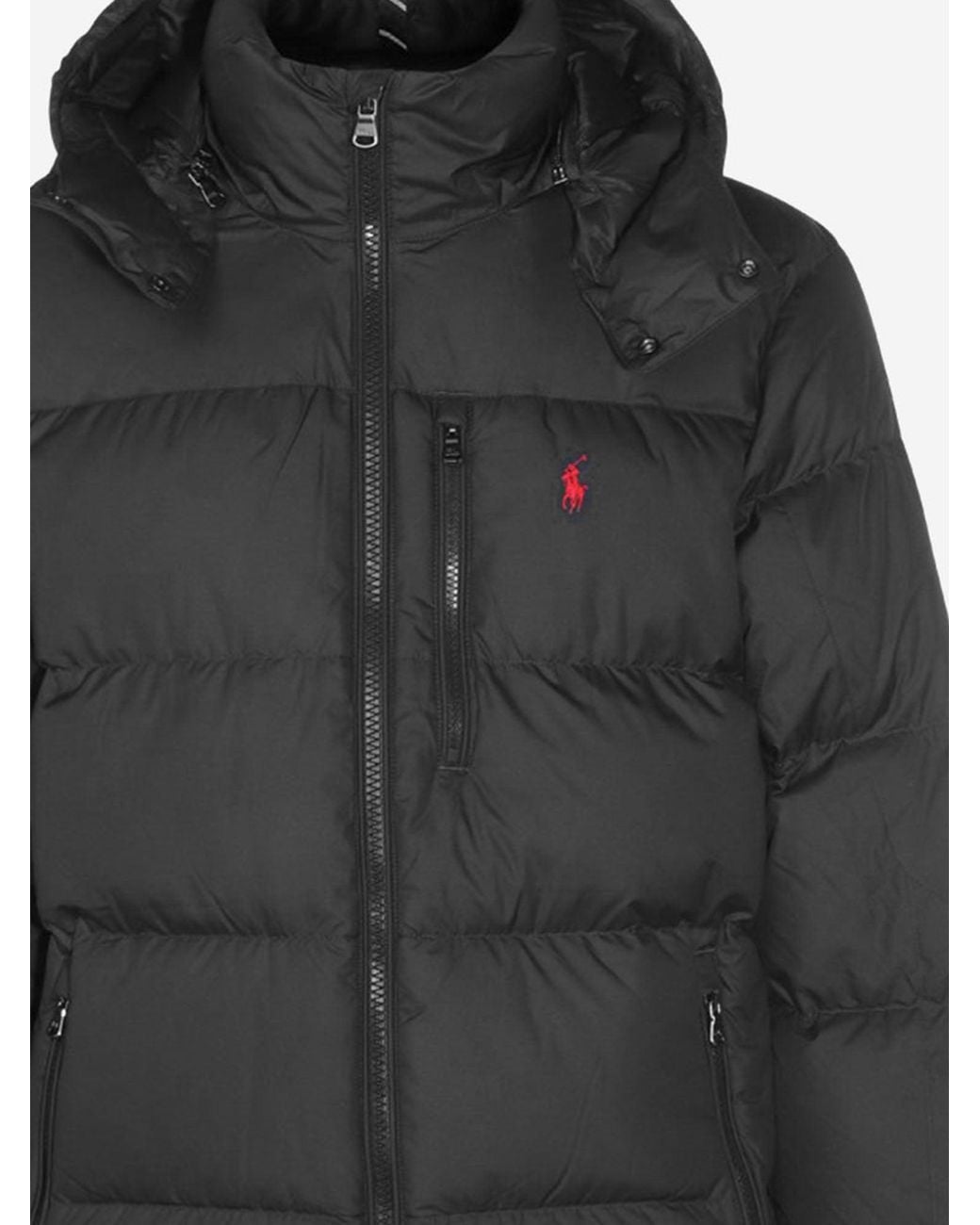 Polo Ralph Lauren Black Gorham Nylon Down Jacket With Logo