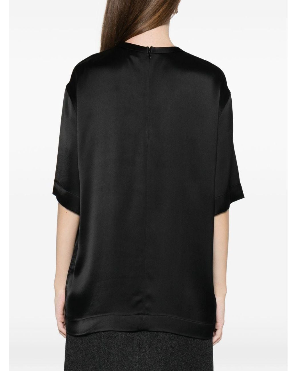 Totême Black Satin T-Shirt