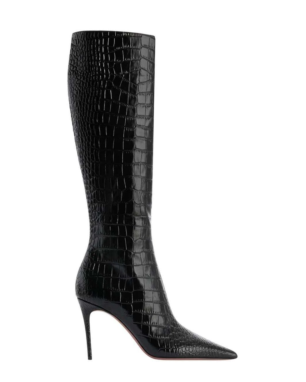 Paris Texas Black Crocodile-Effect Boot