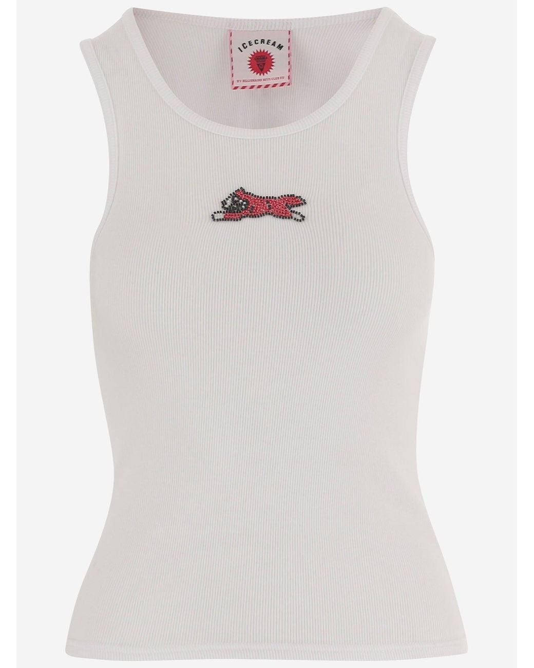 ICECREAM White Tank Top Stretch Cotton
