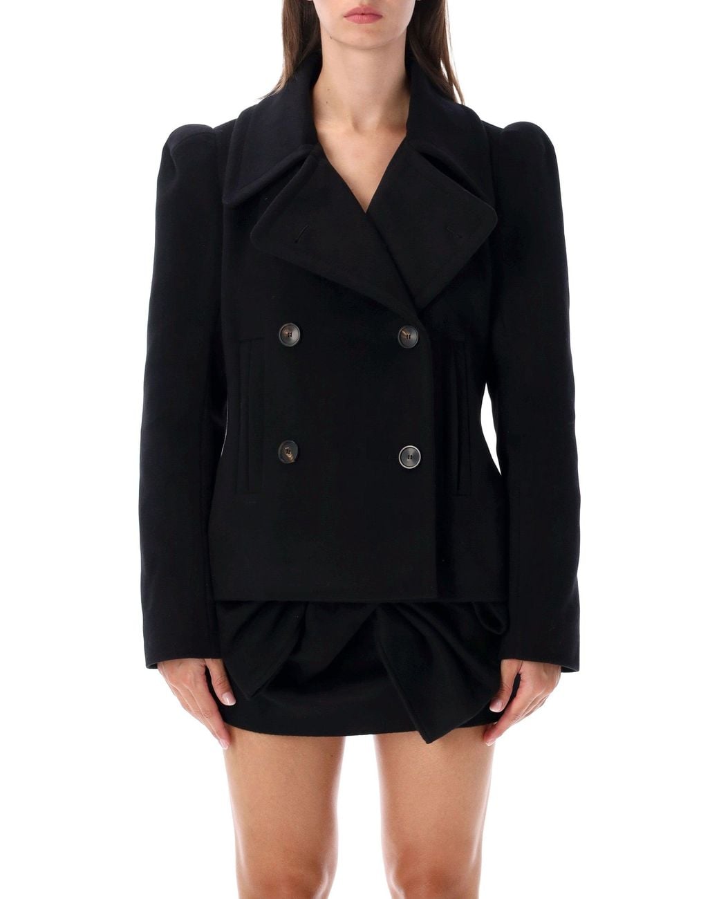 7 For All Mankind Black Double-Breasted Blazer Jacket