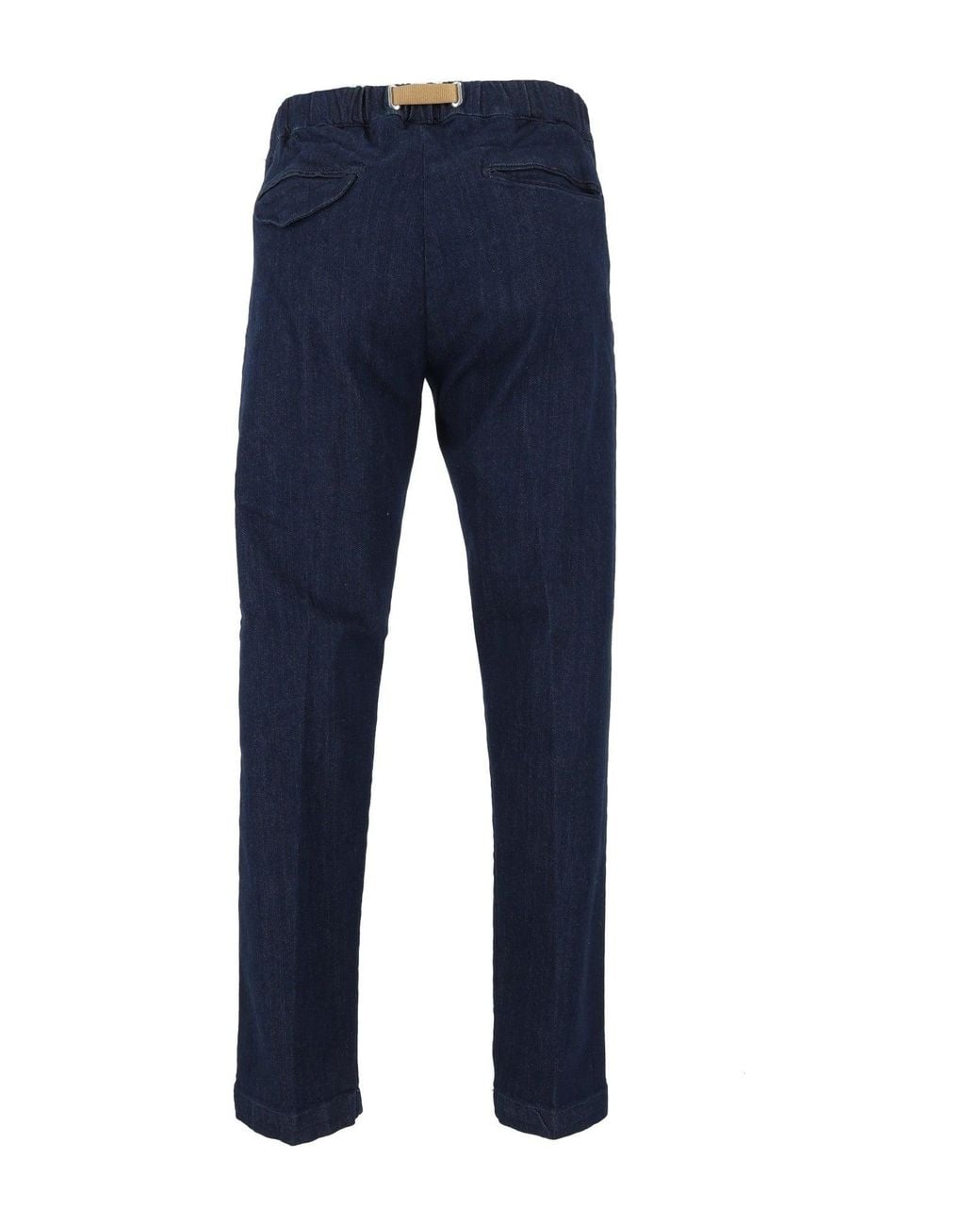 White Sand Blue Deep Selvedge Denim Pants With Elastic Waistband for men