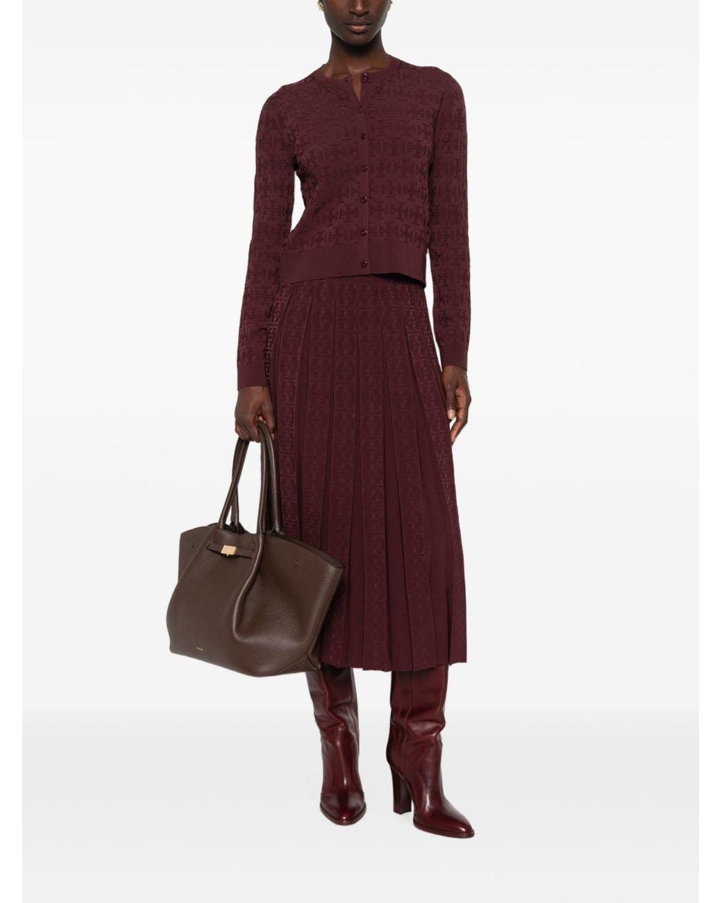 Tory Burch Purple Pleated Long Skirt