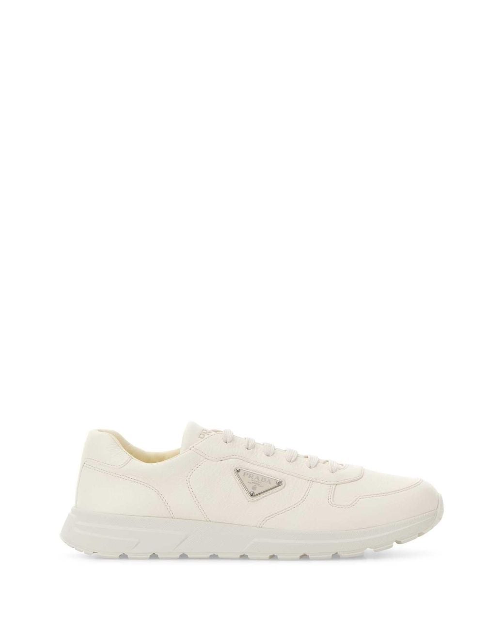 Prada White Solid Sneakers for men
