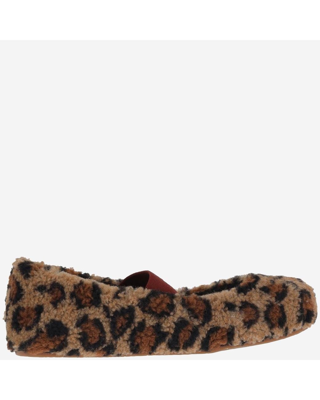 Moon Boot Brown Shearling Flats With Animal Print