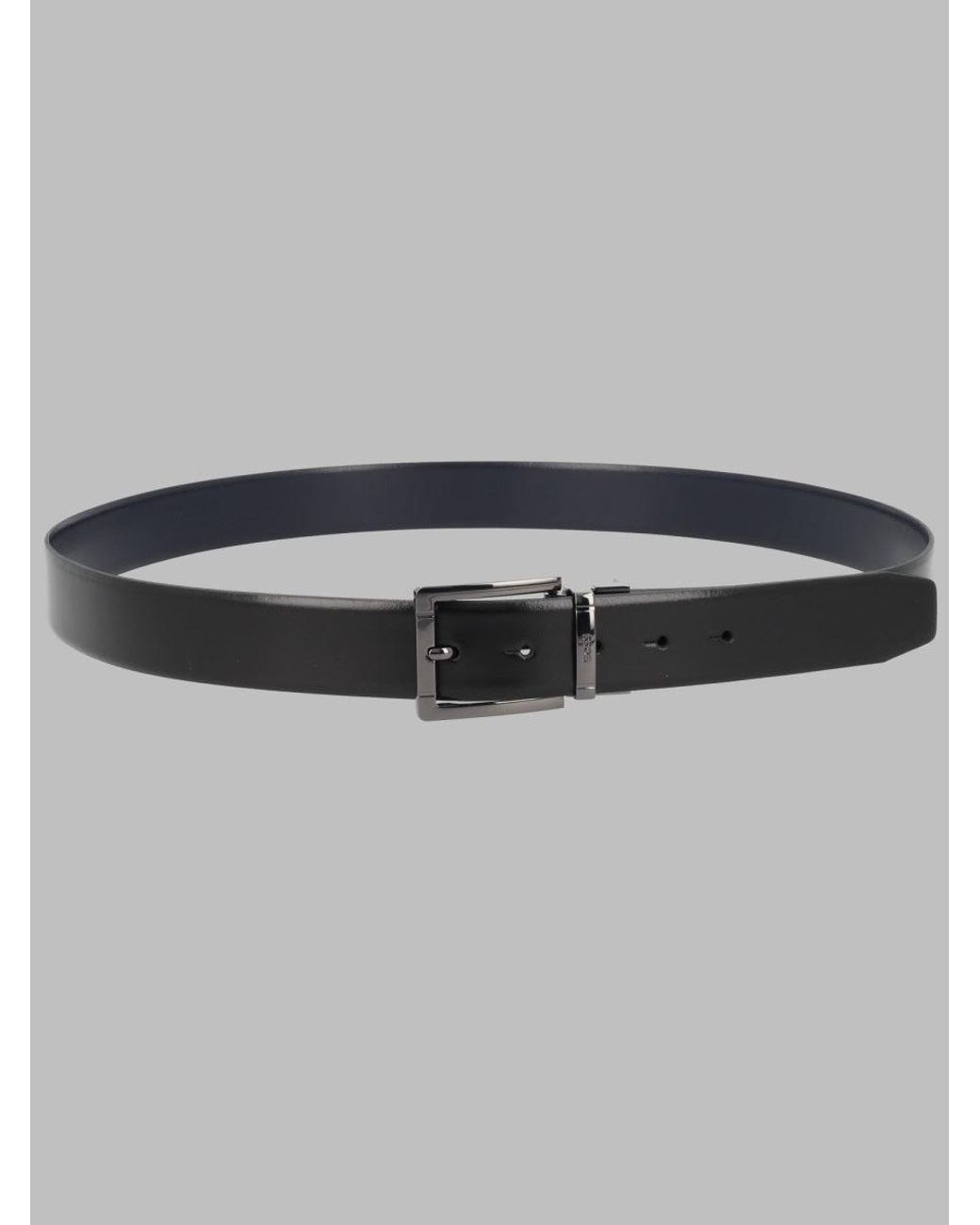 Boss Gray Leather Dress Belt