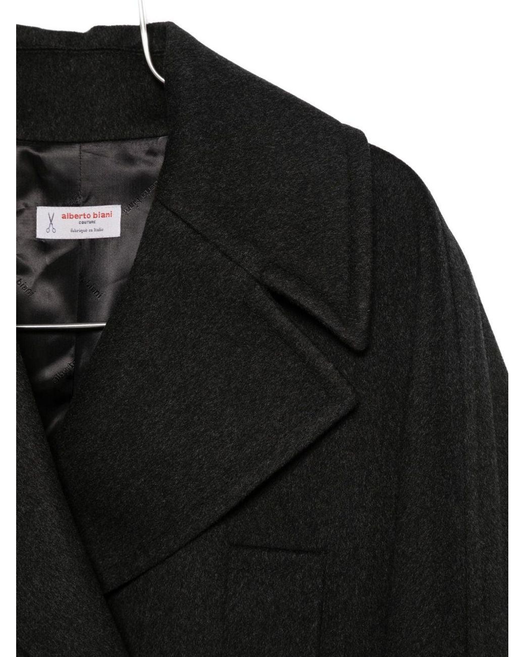 Alberto Biani Black Wool Double-Breasted Coat