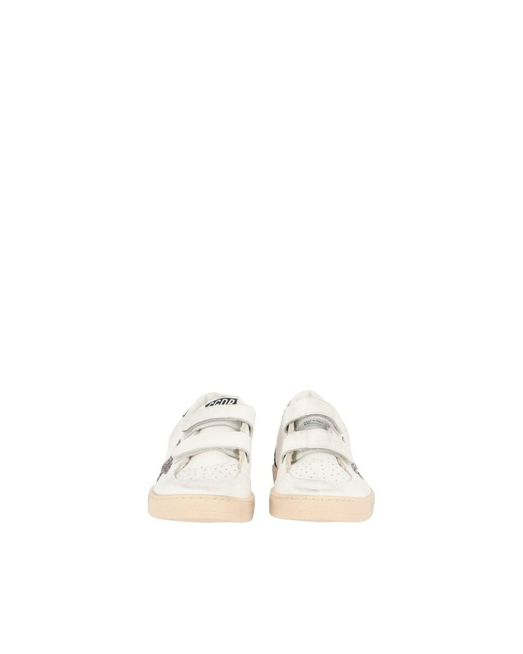 Golden Goose Deluxe Brand White Sneakers Ball Star Strap Leather Upper Toe And Strap Glitter Star Heel And Spur/Cinder/Light