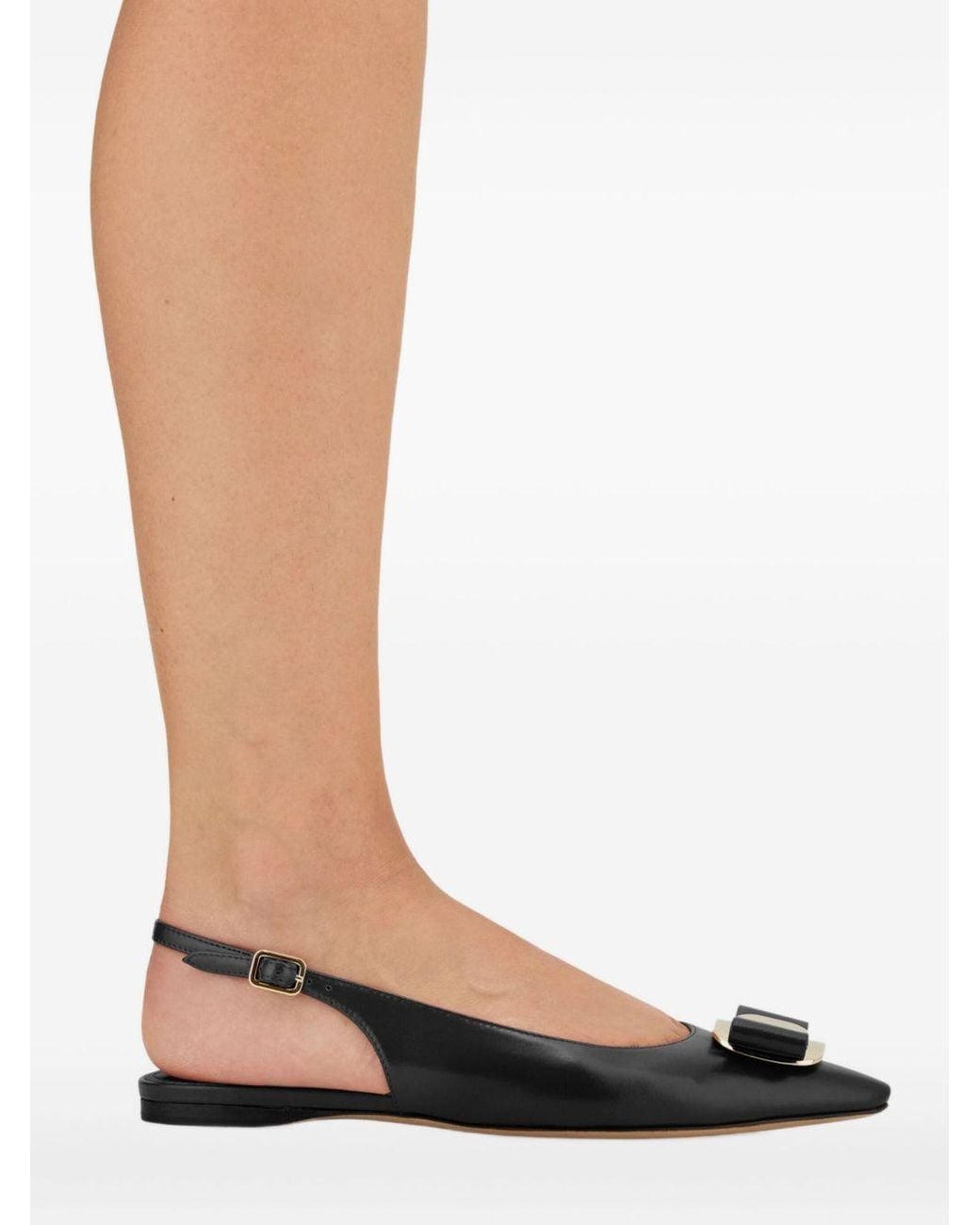 Ferragamo Black Leather Slingback Pumps
