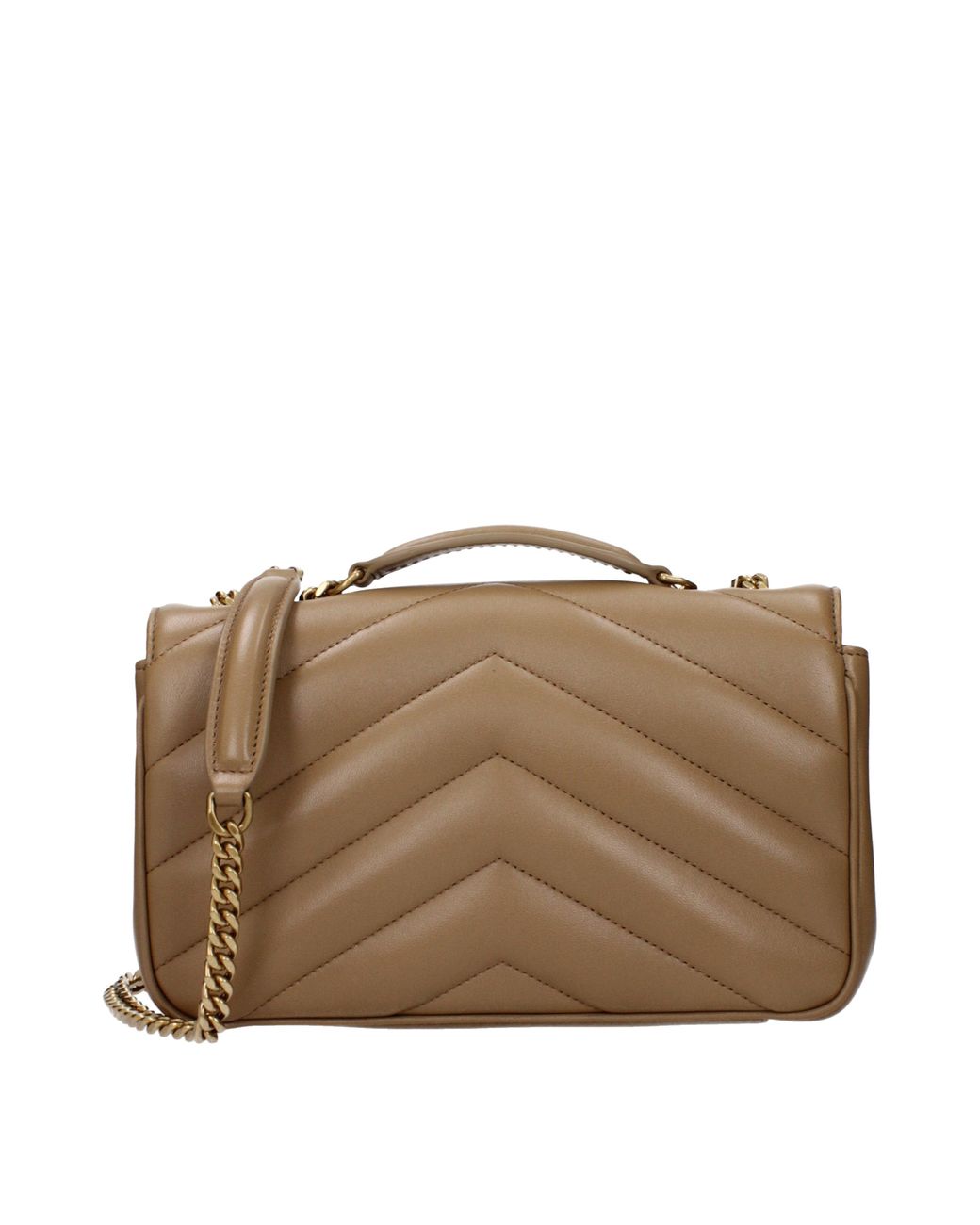 Saint Laurent Brown Loulou Shoulder Bag/Light Tan Leather