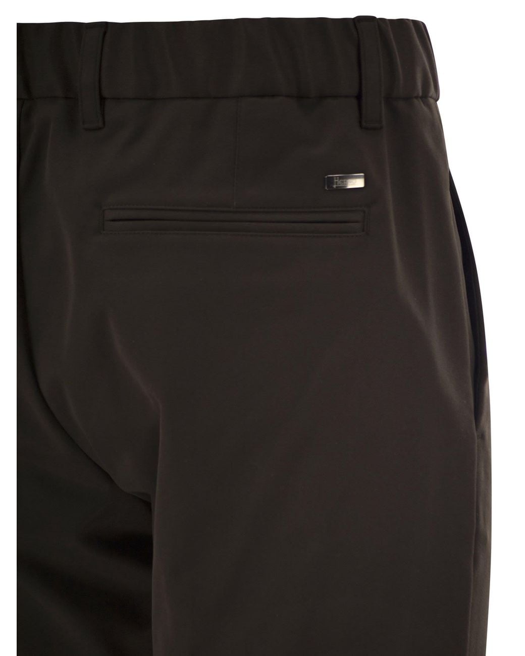 Herno Black Technical Fabric Drawstring Trousers for men