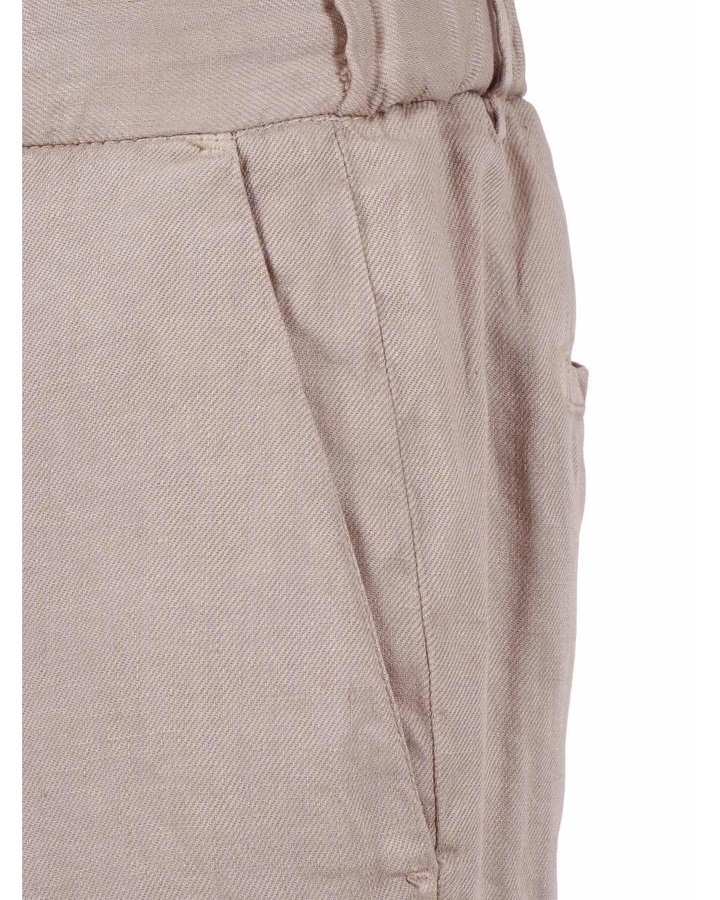 BRIGLIA Natural Linen Tapered Drawstring Straight-Leg Pants for men