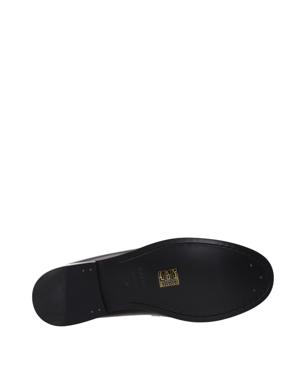 Céline Black Triomphe Moccasins/Burgundy Leather
