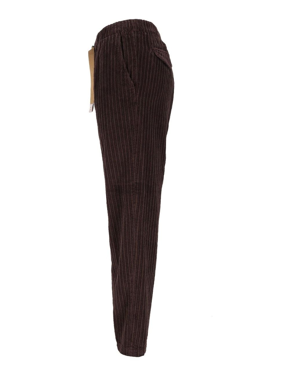 White Sand Black Wide-Stripe Corduroy Strap Straight-Leg Pants for men