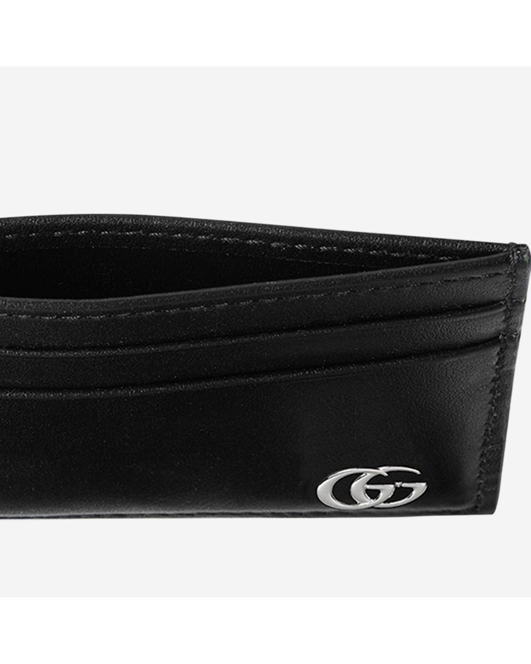Gucci Black Card Holder Gg Marmont Calfskin Wallets & Cardholders