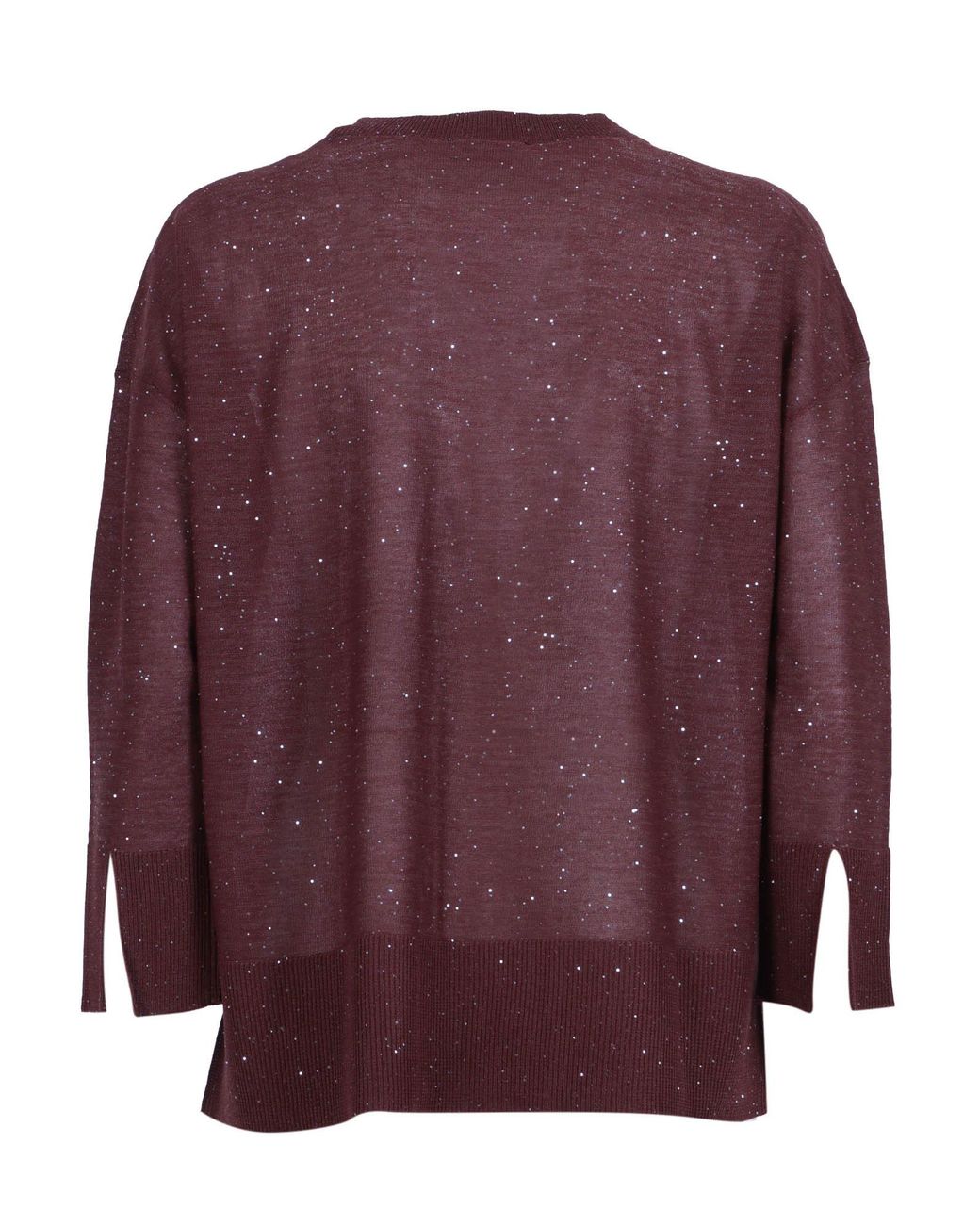 Kangra Cashmere Purple Cropped Button Sequined Cardigan