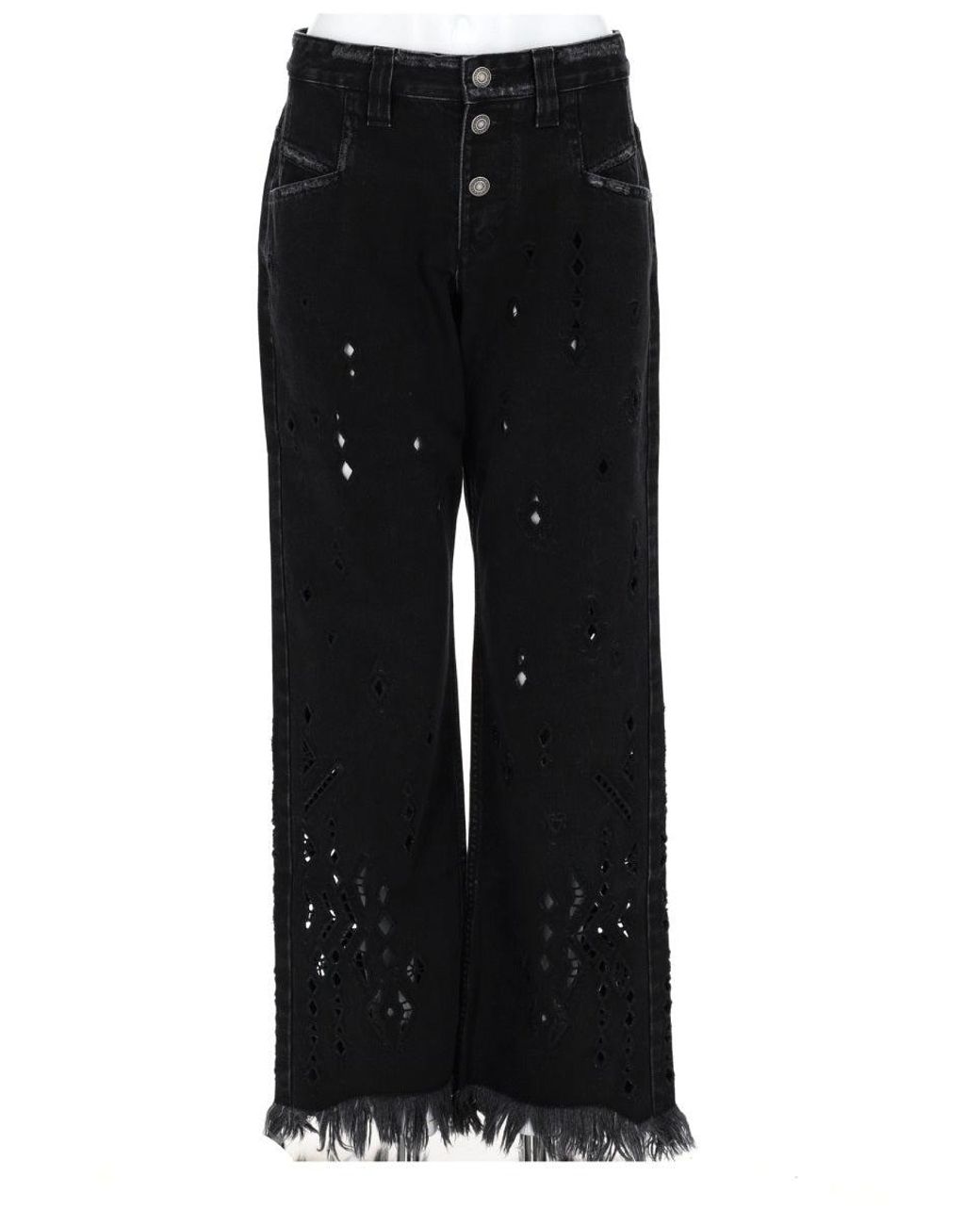 Isabel Marant Black Wide-Leg Trousers Amia Cotton