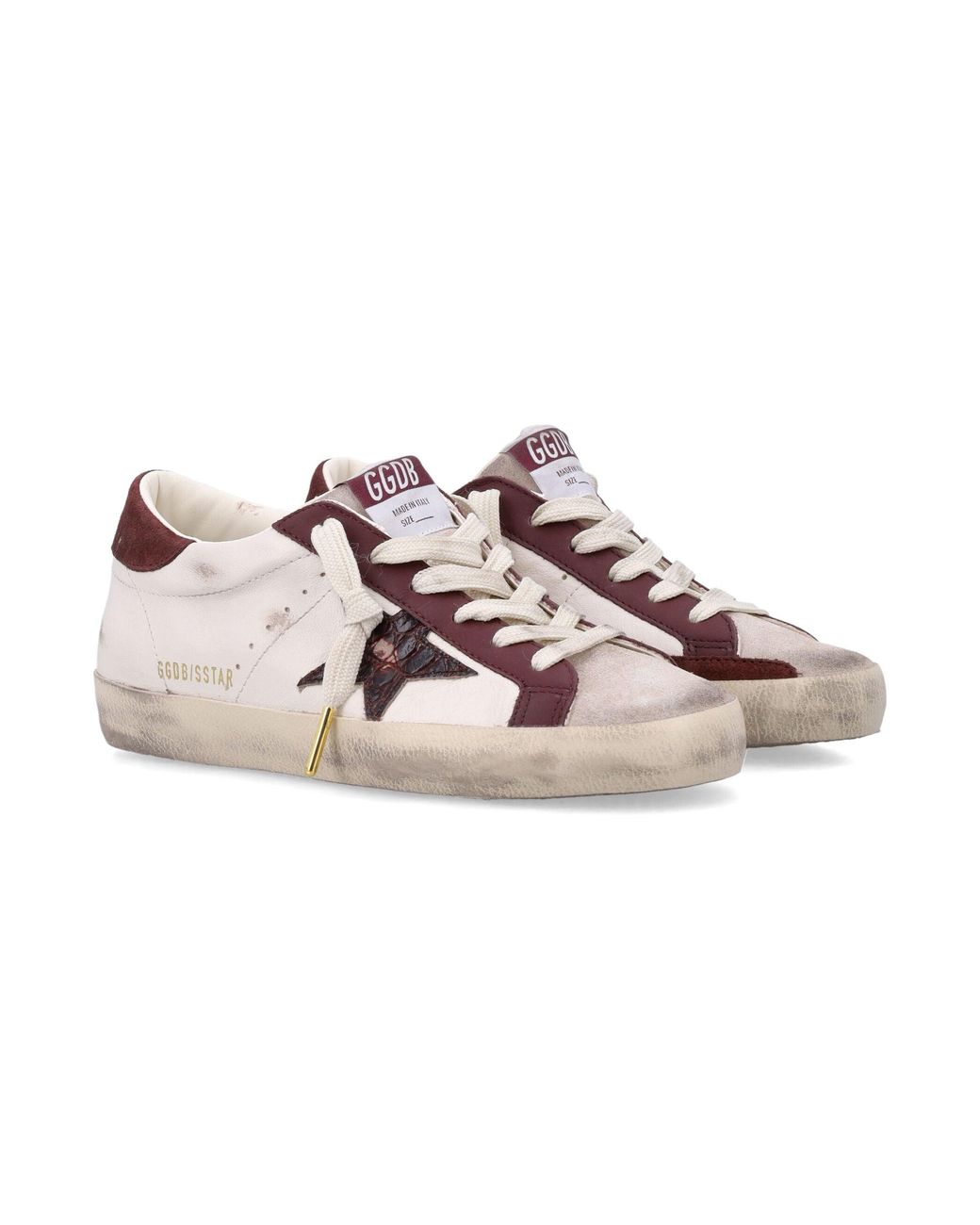 Golden Goose Deluxe Brand Pink Superstar Star-Embellished Leather Sneakers With Vintage-Effect Finish