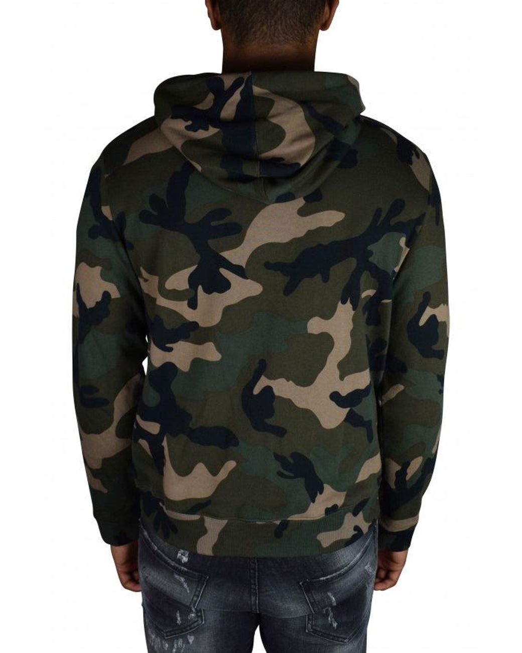 Valentino Garavani Black Camouflage Hooded Zip-Up Vest for men
