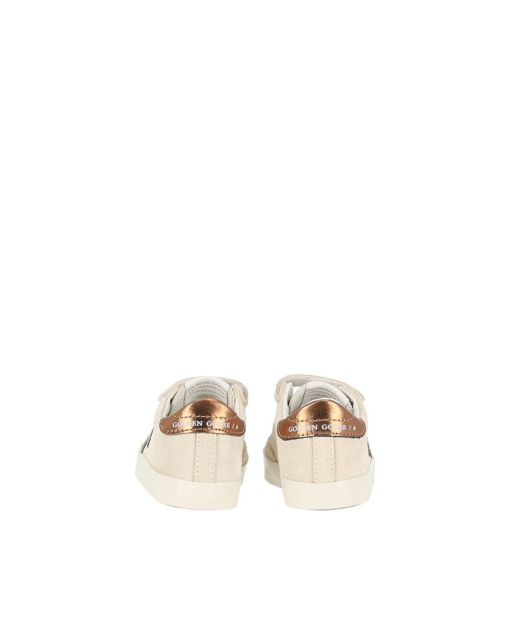 Golden Goose Deluxe Brand Natural Sneakers Baby School Suede Upper Toe And Strap Laminated Star And Heel