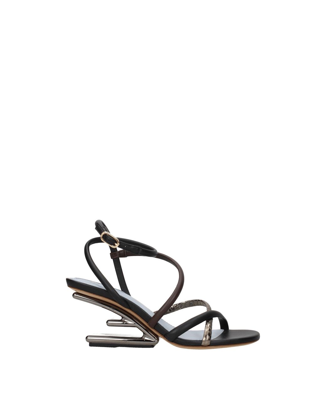 Fendi Black Leather Flat Sandals