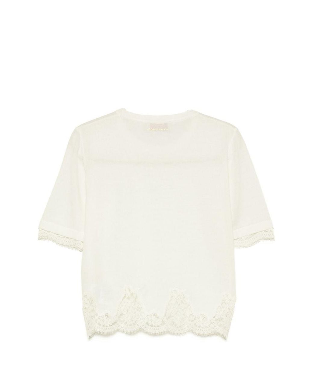 ERMANNO FIRENZE White Lace Detail Wool Sweater