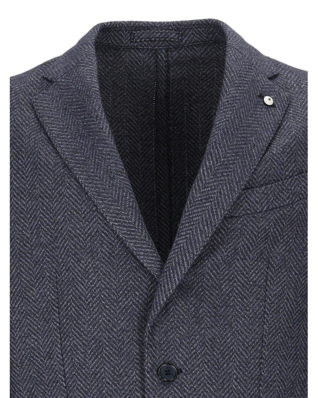 L.b.m. 1911 Blue Drop S Classic Herringbone Blazer