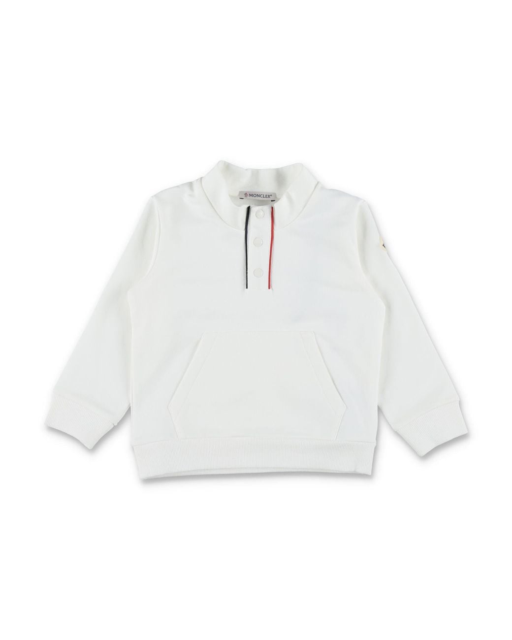 Moncler White Mini Brushed Cotton High-Neck Snap Sweatshirt & Jogger Set For Boys