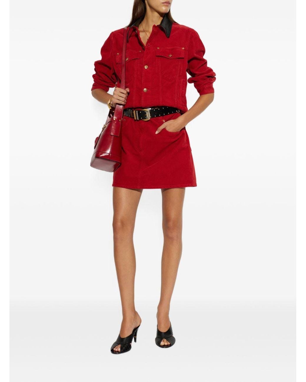 Versace Red Velvet Cotton Skirt