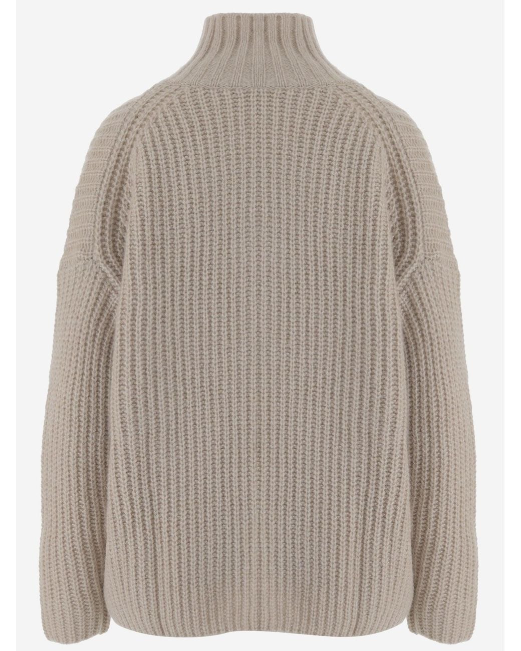 Allude Gray V-Neck Sweater Cashmere And Silk