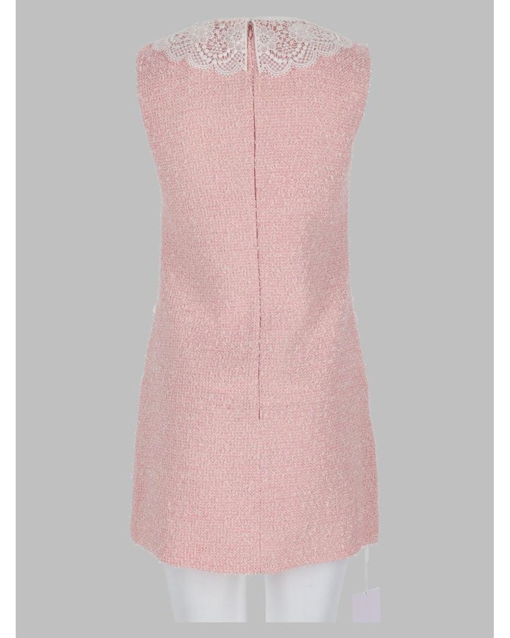 Self-Portrait Pink Lace Collar Tweed Mini Dress