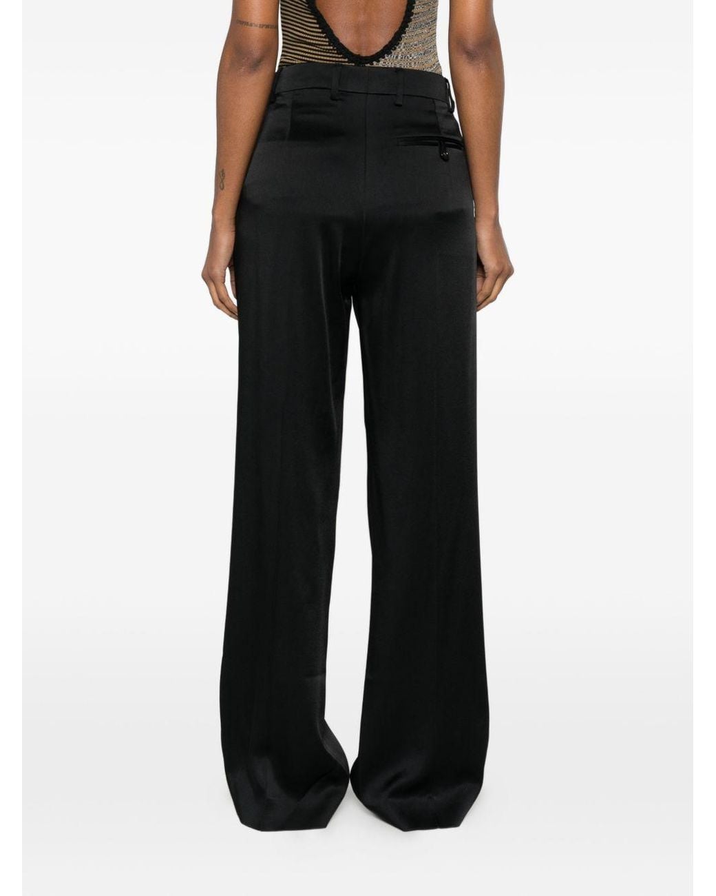 Stella McCartney Black Pleated Satin Trousers