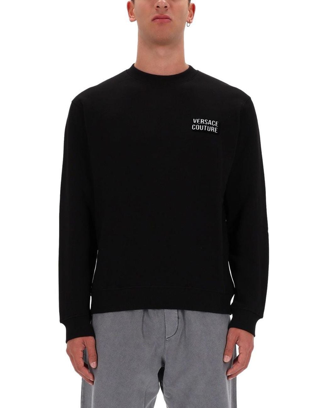 Versace Jeans Couture Black Sweatshirt With Logo for men