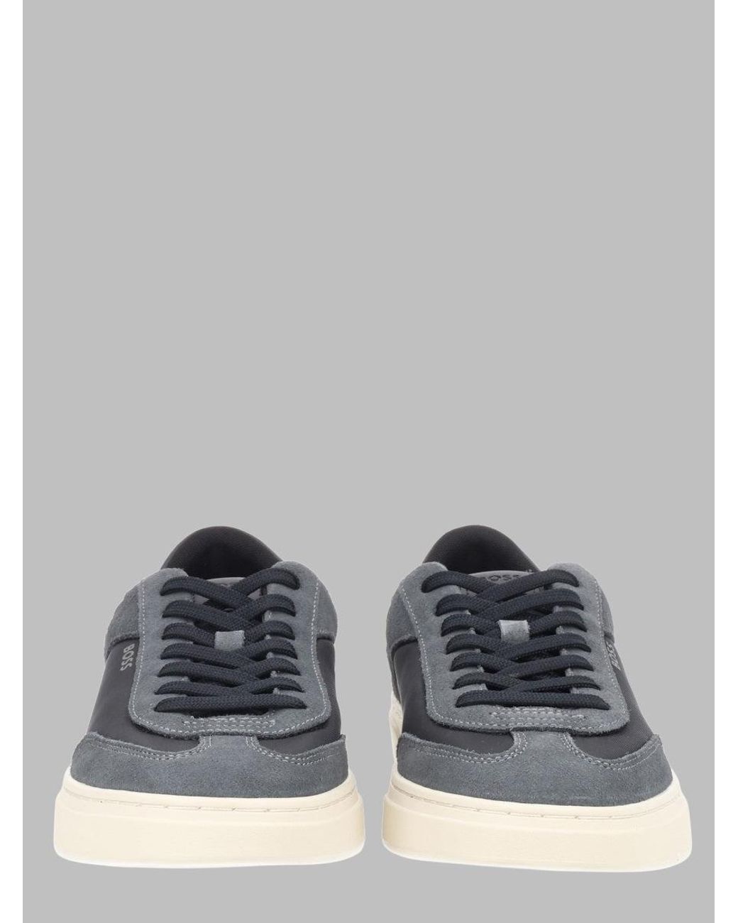 Boss Gray Low-Top Leather Sneakers