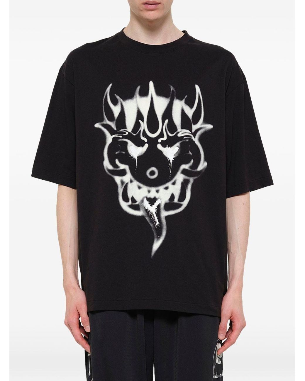 Y-3 Black Printed Cotton T Shirt