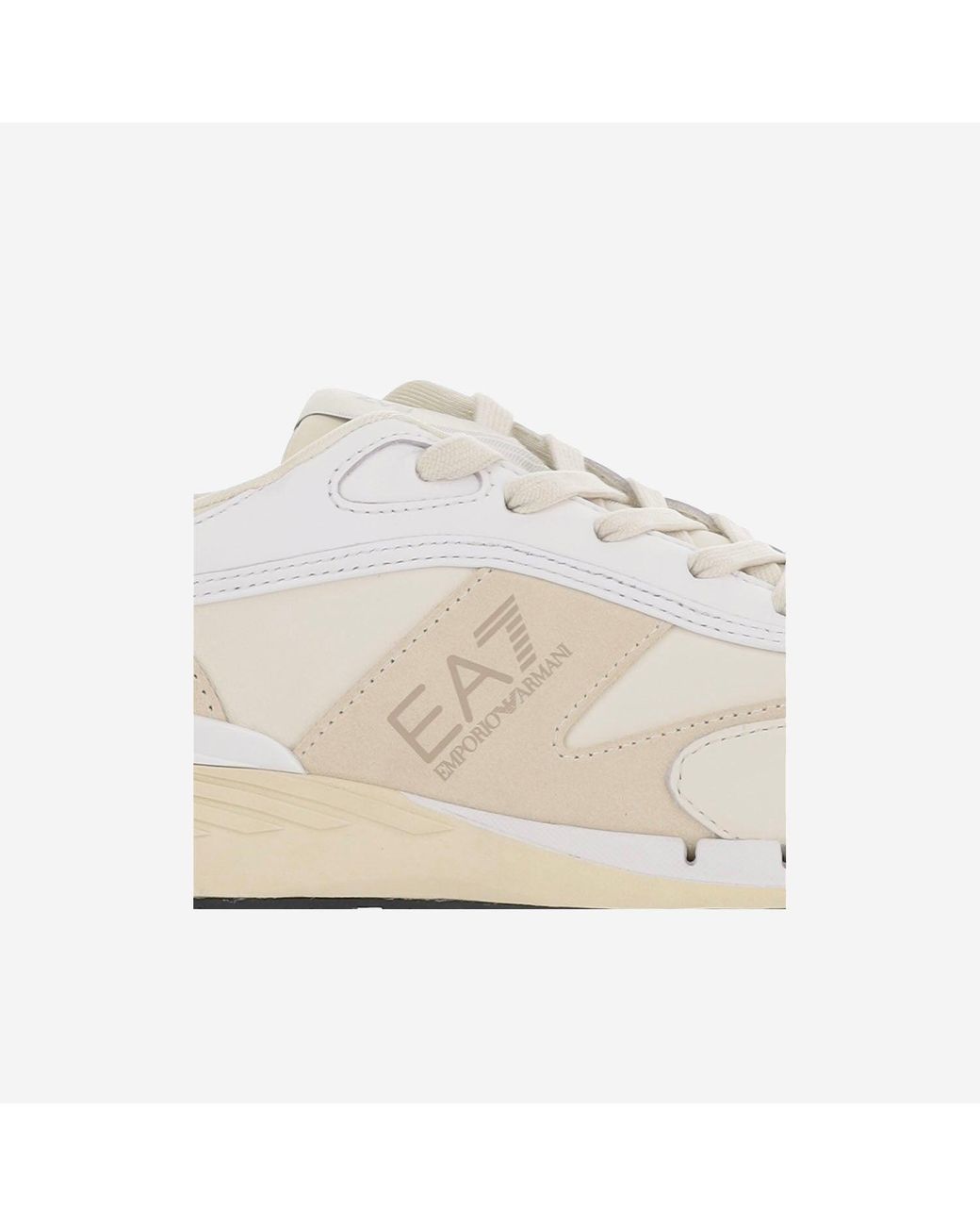 EA7 White Ledersneaker mit Logo