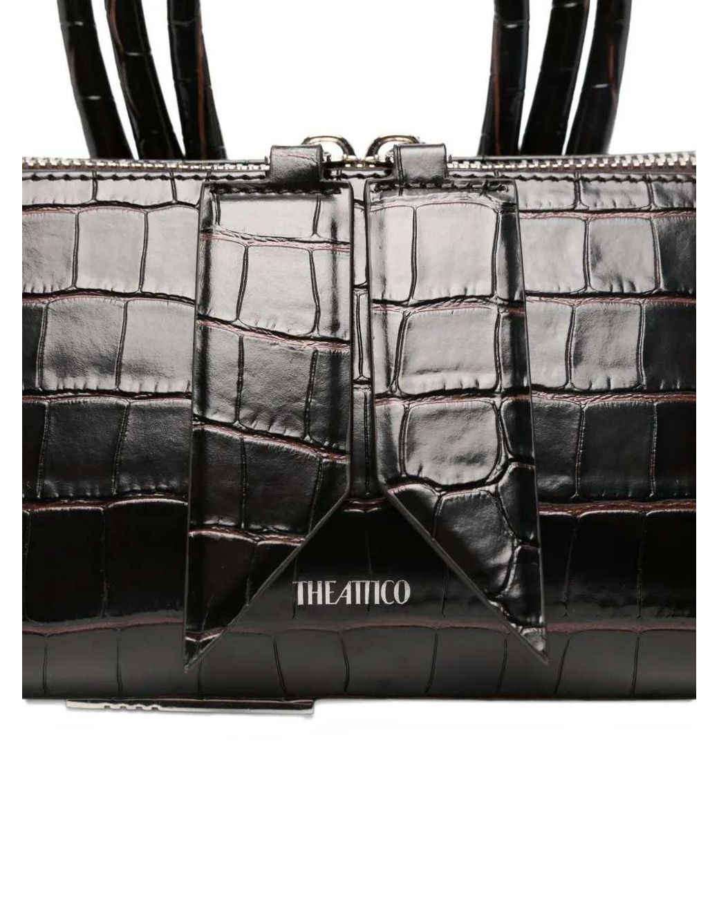 The Attico Black Mini Friday Bag With Crocodile Effect