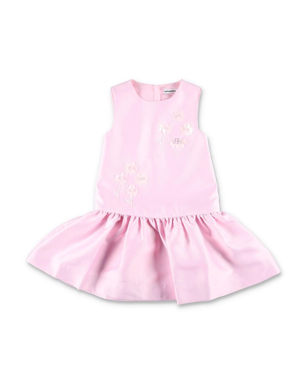 Self-Portrait Pink Floral Sequin Taffeta Dress With Ruffle Hem