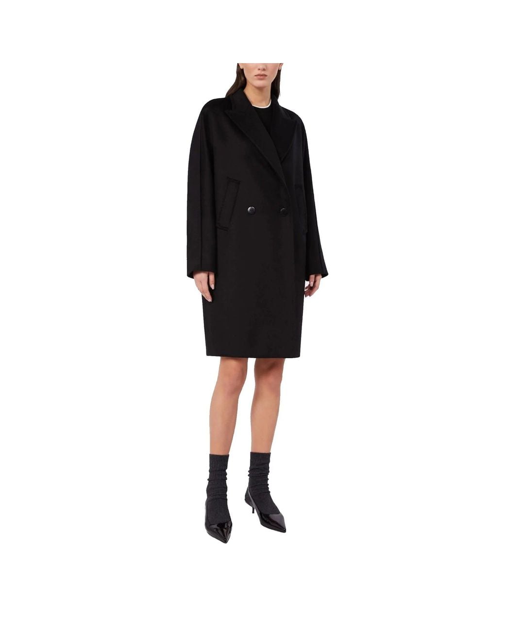 Max Mara Black Studio Mastro Wool Coat