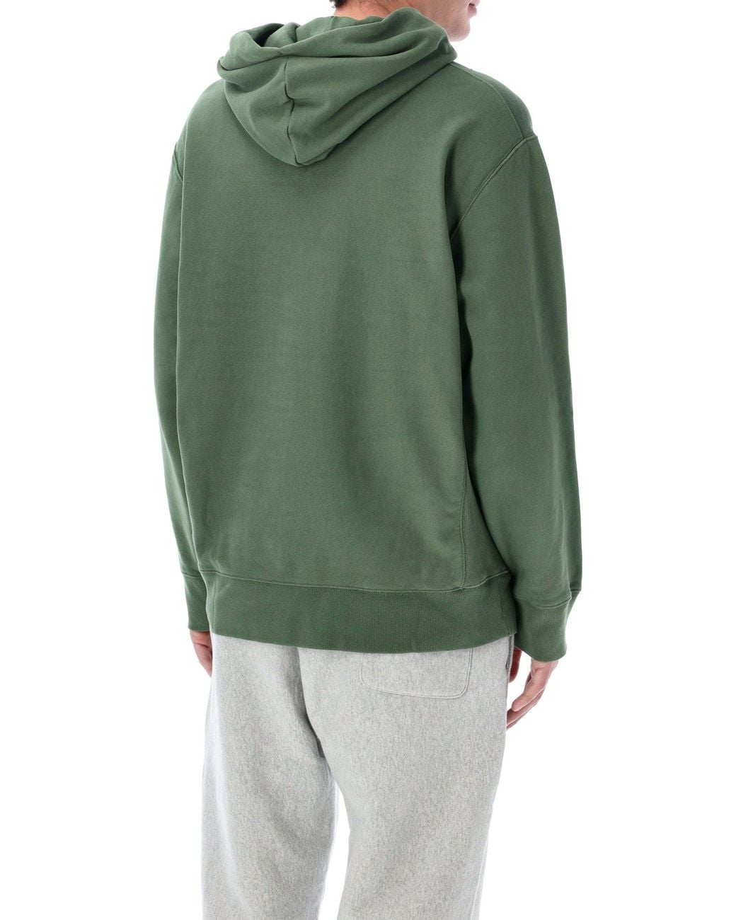 Champion Green Reverse Weave Hooded Sweatshirt With Brushed Fleece And Kangaroo Pocket