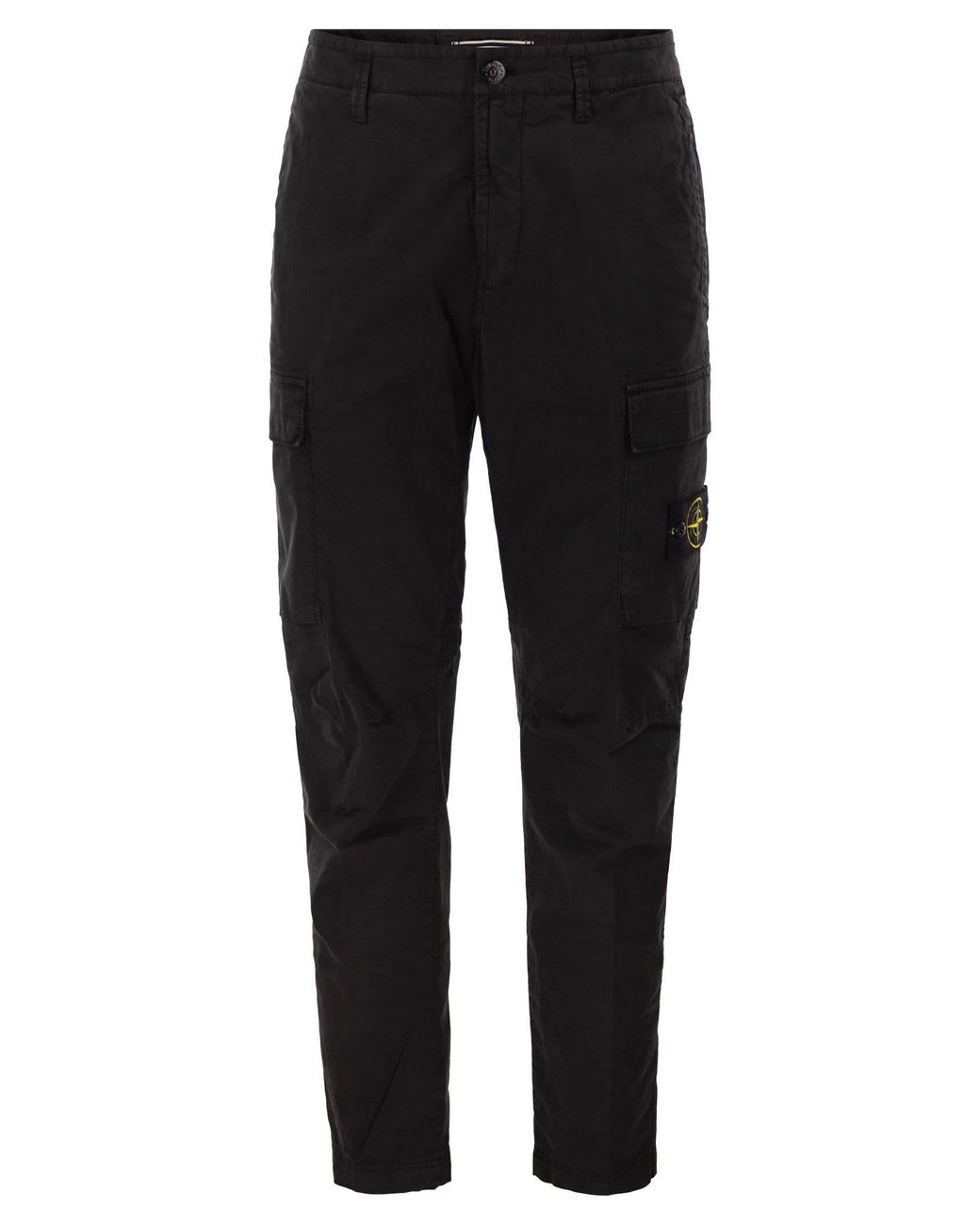 Stone Island Black Regular Tapered Fit Cargo Trousers for men