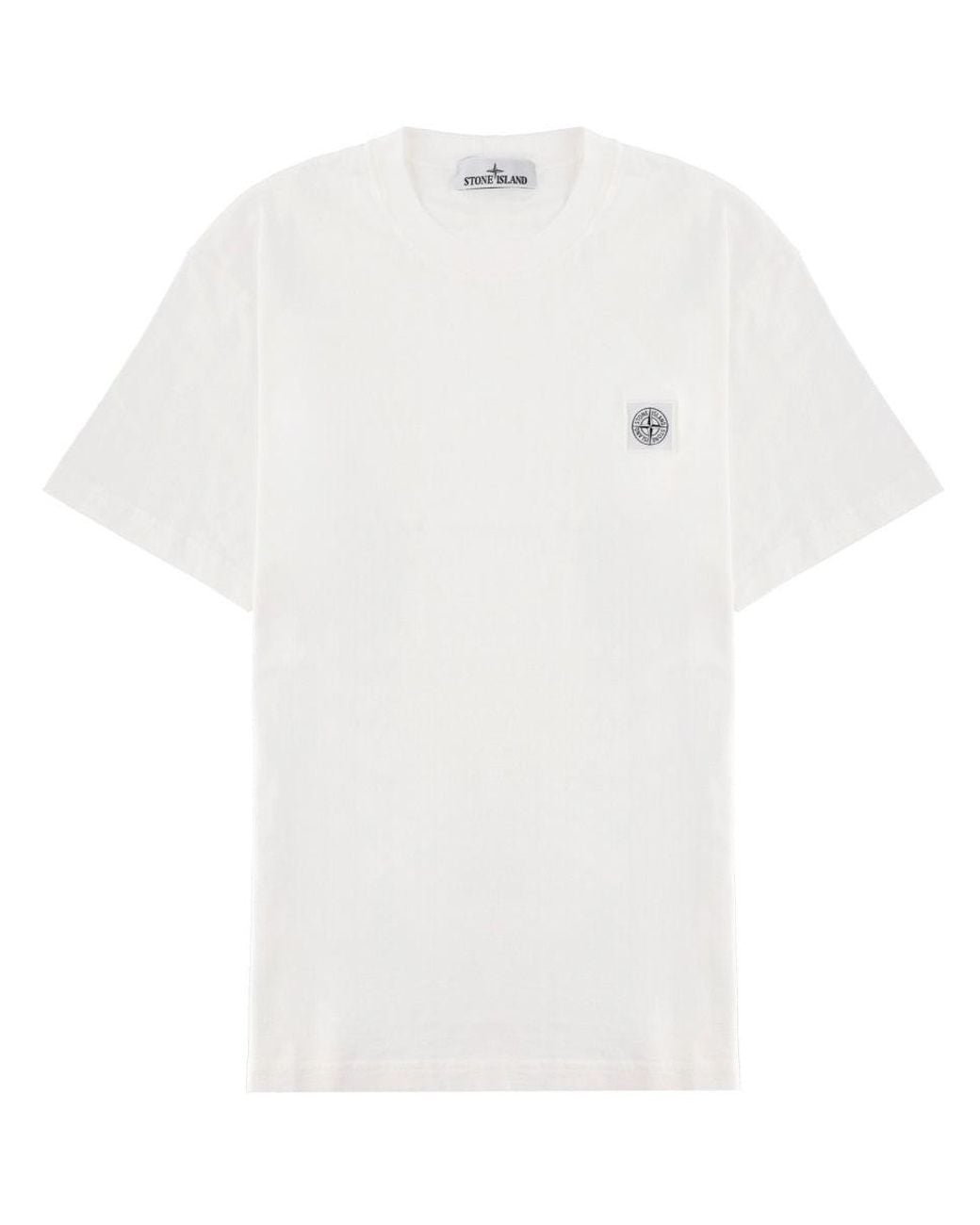 Stone Island White T Shirt Con Patch Logo