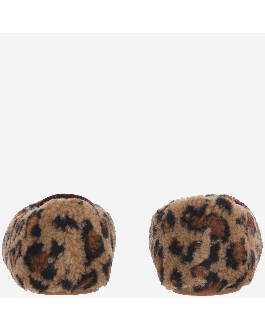 Moon Boot Brown Shearling Flats With Animal Print