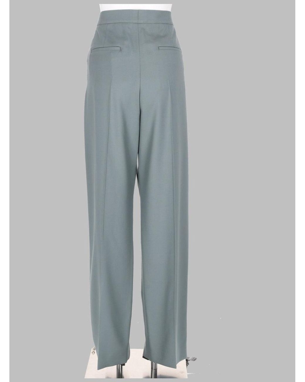 Chloé Gray High-Waist Pleated Wide-Leg Trousers