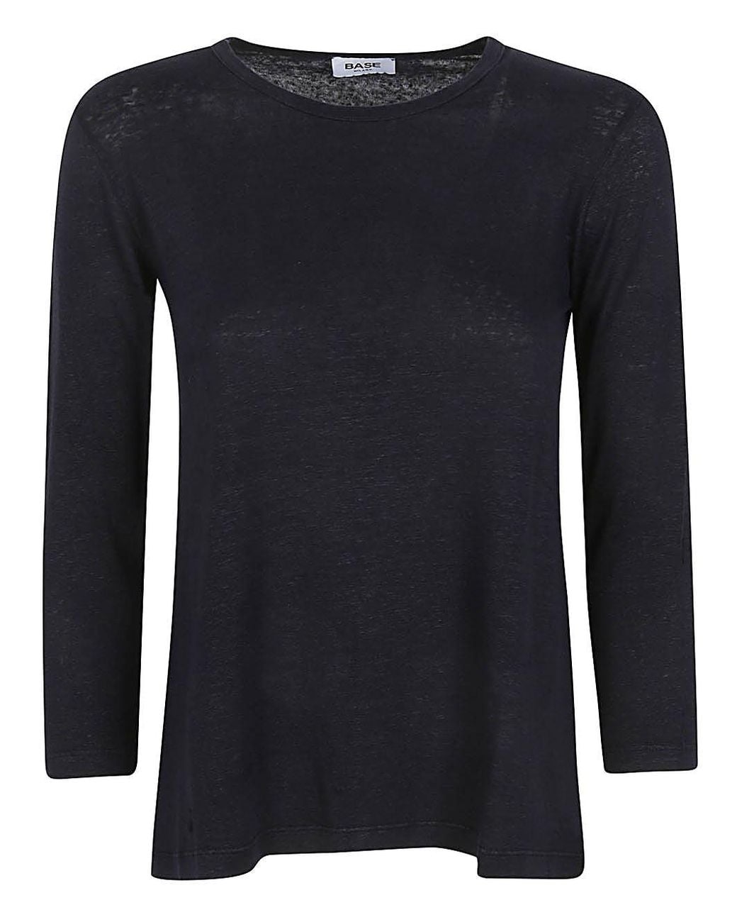 Base London Black Linen Jersey Long Sleeve T Shirt