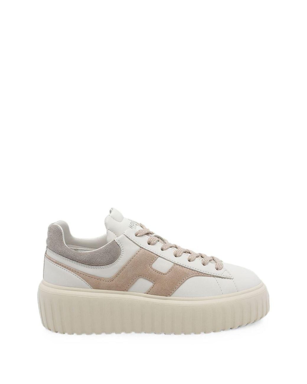 Hogan White H Stripes Leather Sneakers