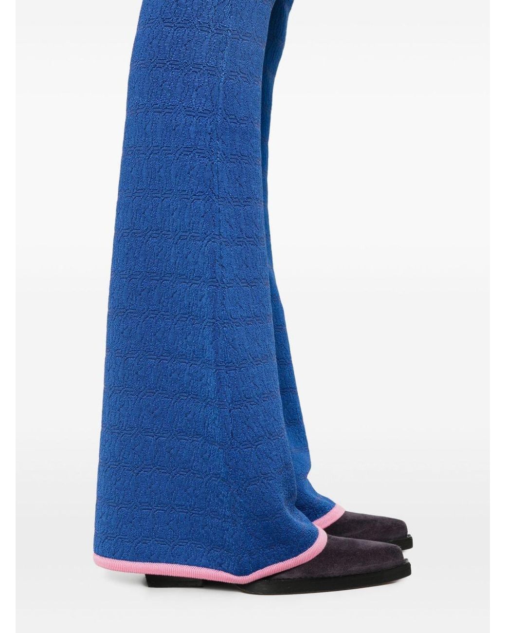 Pantalones acampanados con motivo en jacquard Bally de color Blue