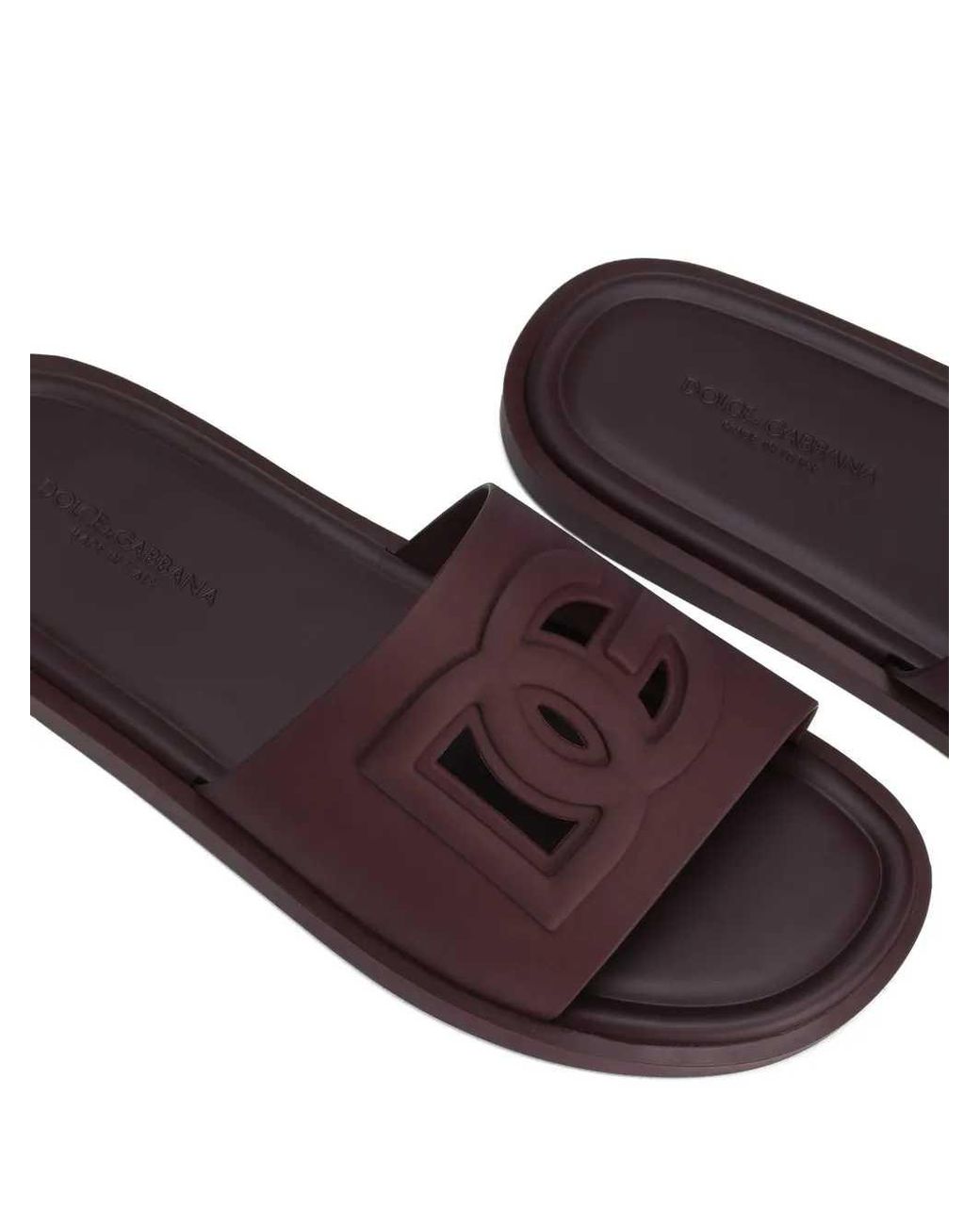 Dolce & Gabbana Purple Dolce & Gabbana Logo Slide Sandals for men
