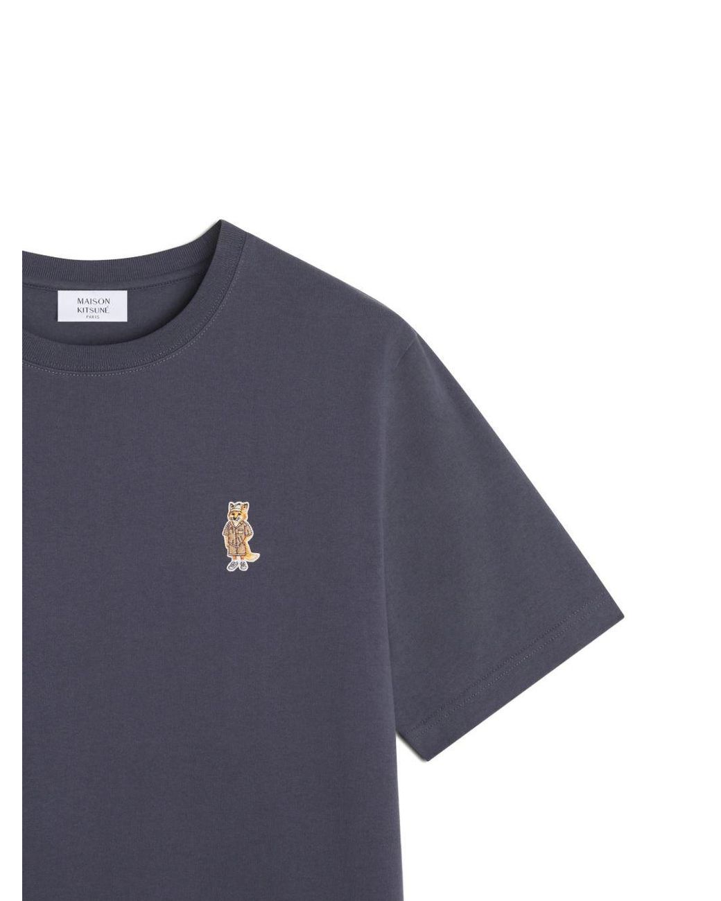 Maison Kitsuné Blue Dressed Fox Embroidered T-Shirt for men