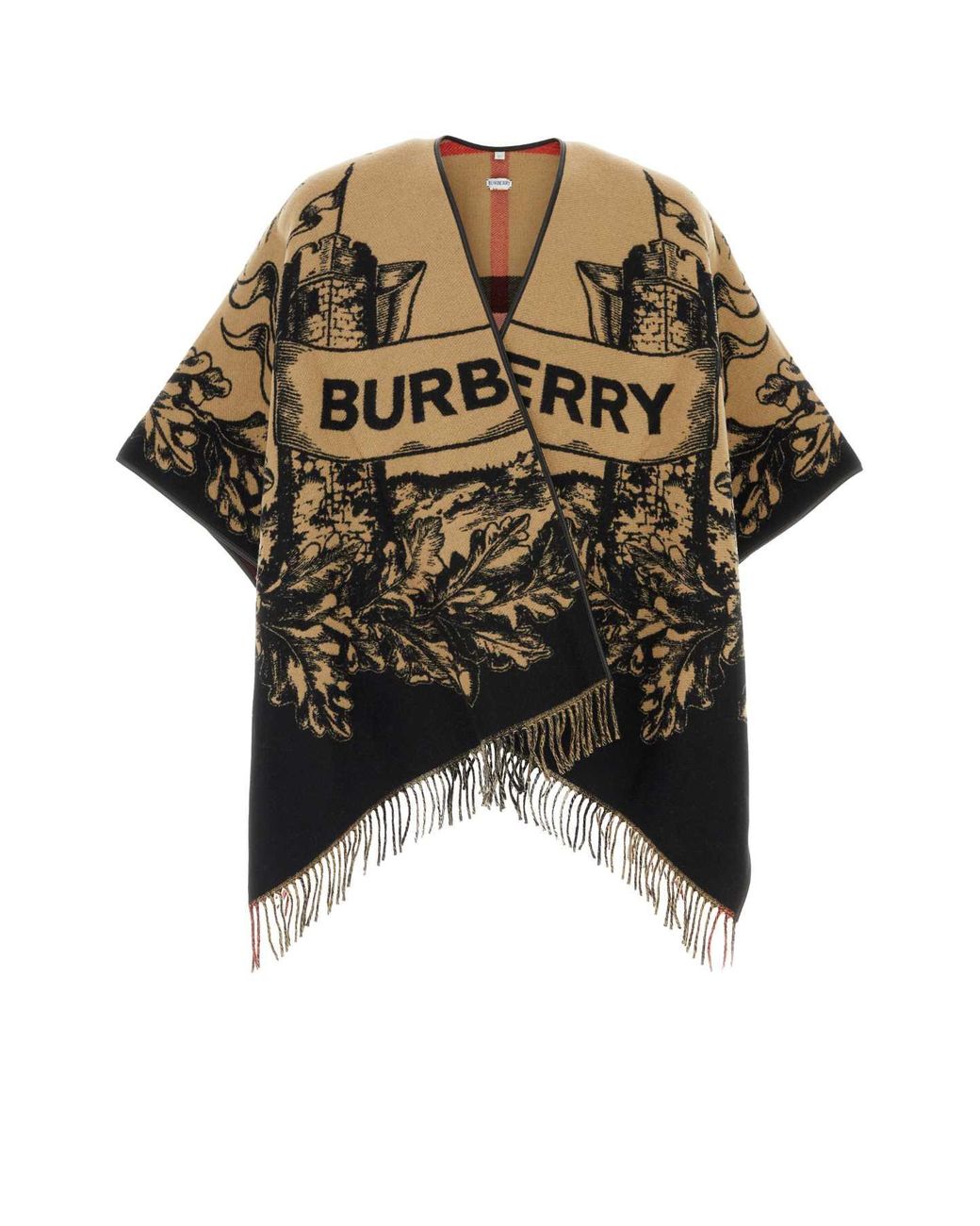 Burberry Black Embroidered Wool Reversible Cape